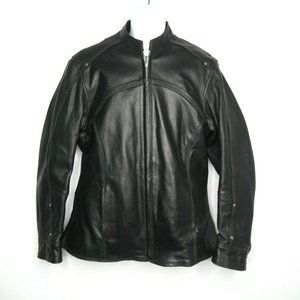 Vintage Barney's Heavy Leather Motorcycle Jacket Black Thinsulate Liner Men's XL